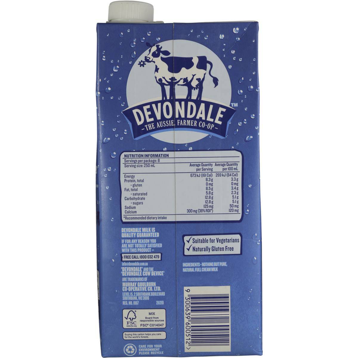 Devondale 100 Pure Full Cream Long Life Milk 2l Woolworths