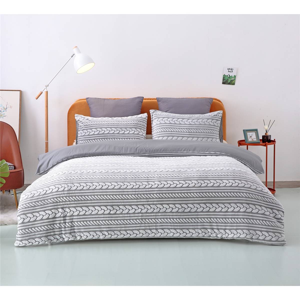 Inspire Flannel Quilt Cover Set Queen Bed Cable Each Woolworths