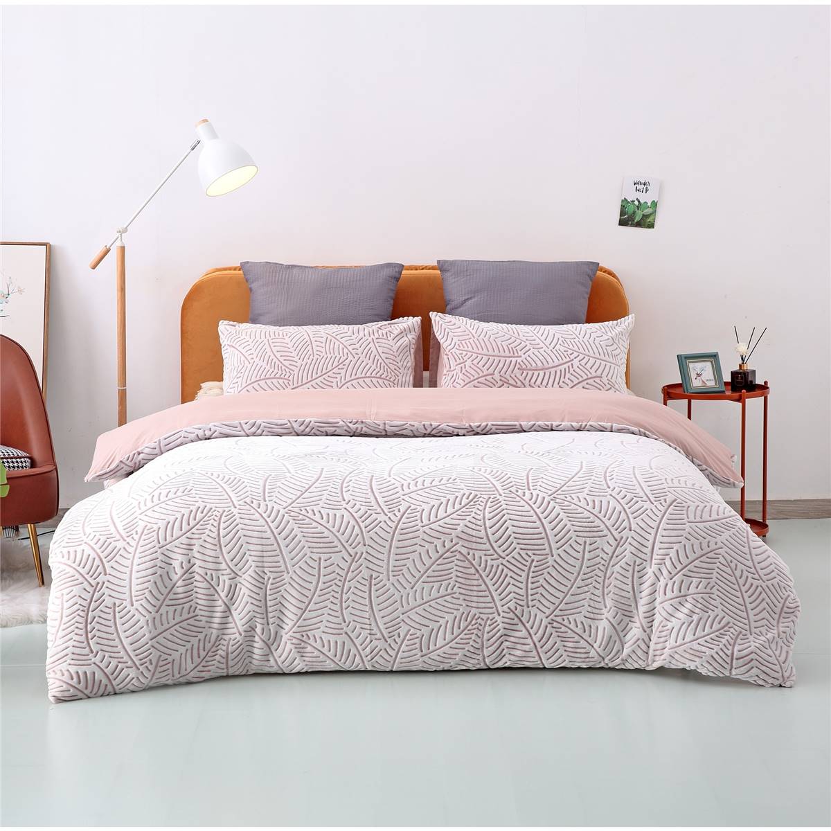 Inspire Flannel Quilt Cover Set Queen Bed Leaves Each | Woolworths