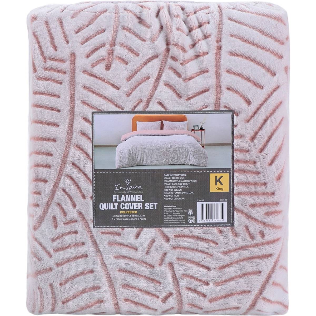 Inspire Flannel Quilt Cover Set King Bed Leaves Each Woolworths