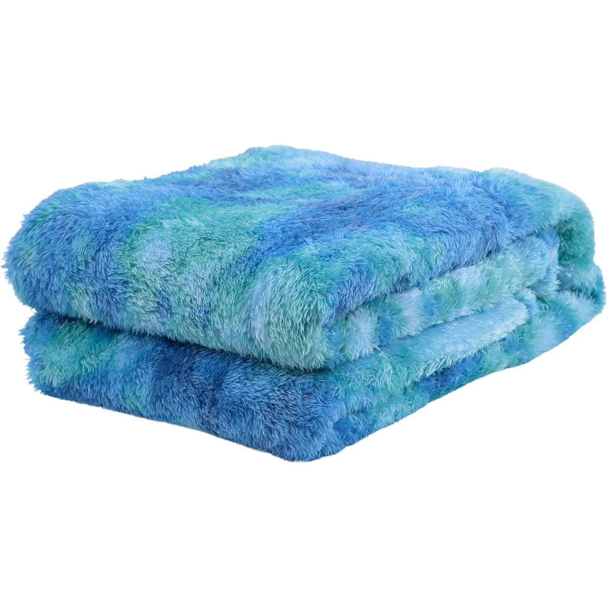 Inspire Kids Colourful Faux Fur Throw Blue Each Woolworths