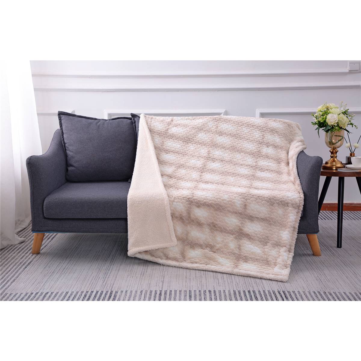 Inspire Check Faux Fur Throw Assorted Each Woolworths