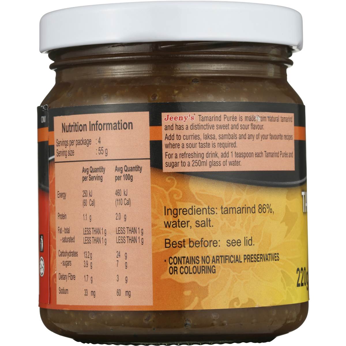 Jeenys Ingredients Puree Tamarind 220g Woolworths