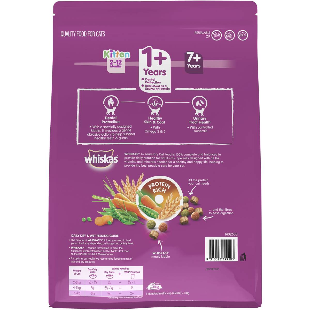 Whiskas 1+ Years Dry Cat Food Chicken & Turkey 2.5kg Woolworths