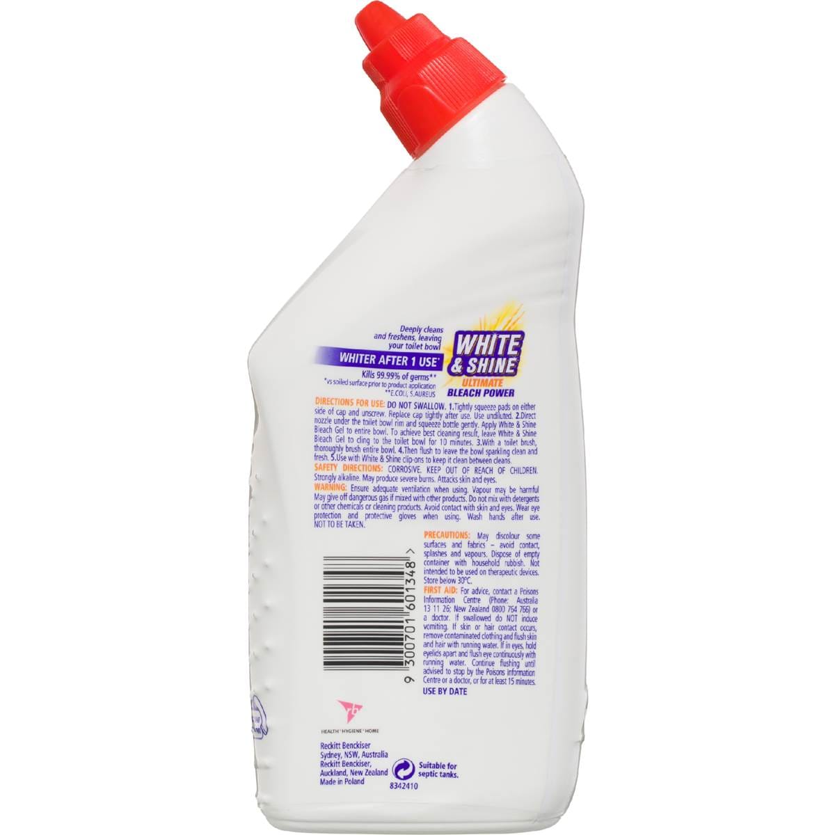Harpic White & Shine Toilet Cleaner Bleach Gel Citrus 450ml Woolworths