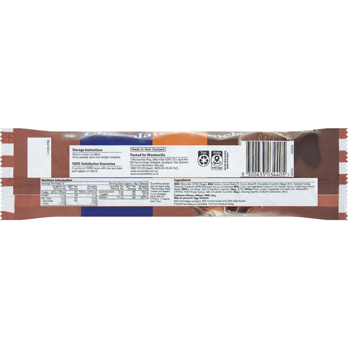 Woolworths Choccy Caramels Biscuits 200g Woolworths