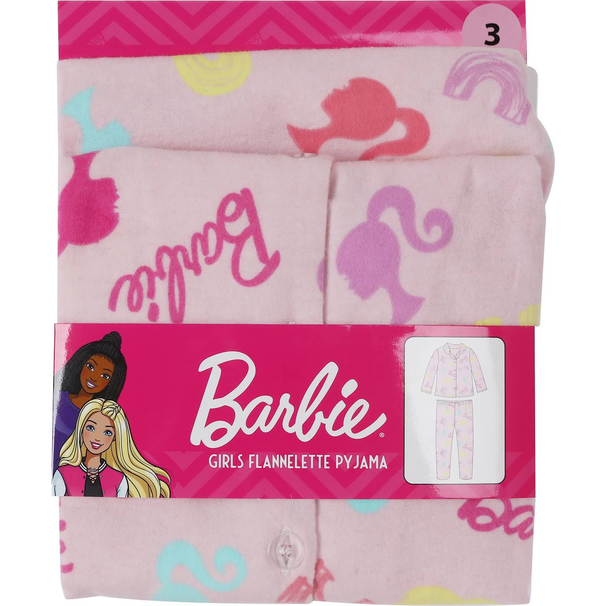 Barbie Flannelette Pajamas Size 3 Each | Woolworths