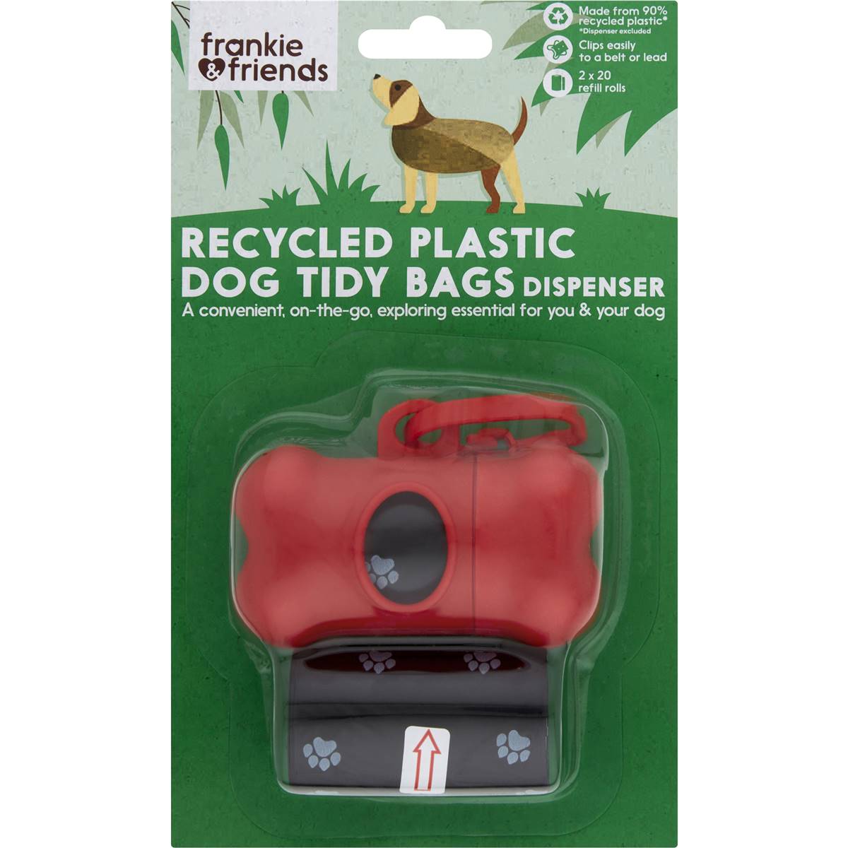 Frankie & Friends Recycled Plastic Dog Tidy Bags With Dispenser 2 X 20