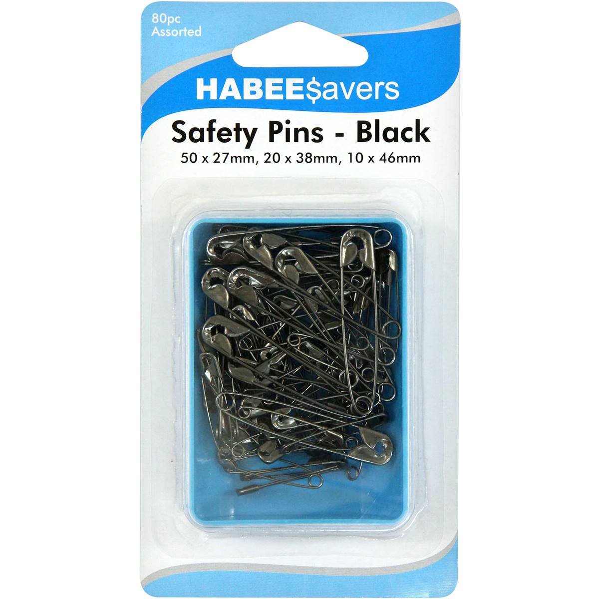 Habeeavers Safety Pins Assorted 80 Pack Woolworths