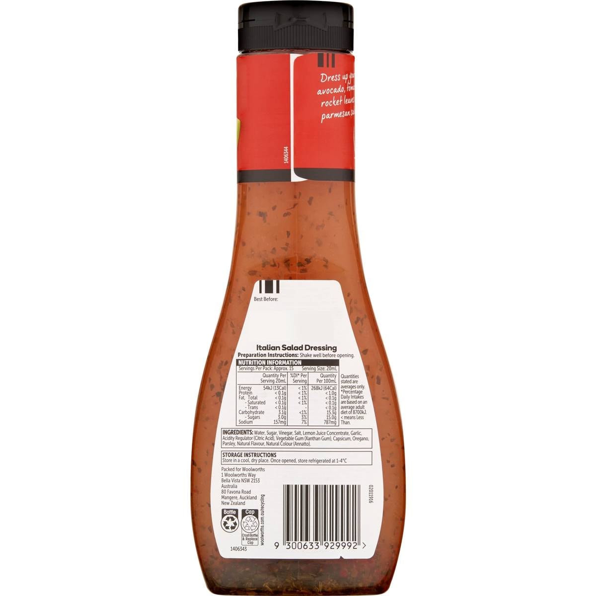 Woolworths Italian Dressing 300ml Woolworths