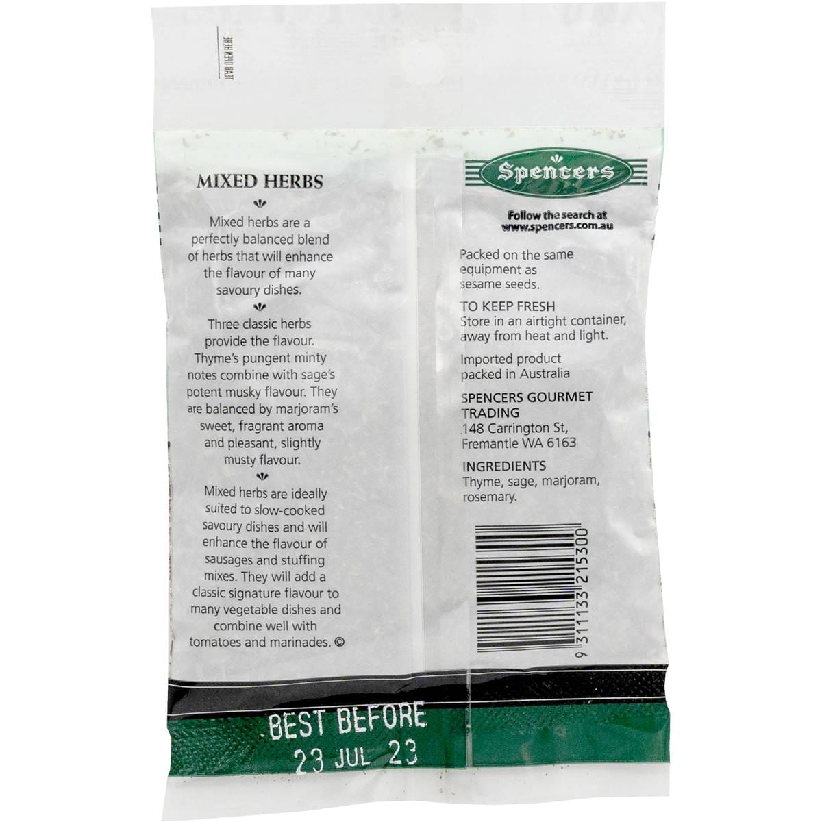 Spencers Mixed Herbs Sachet 20g Woolworths