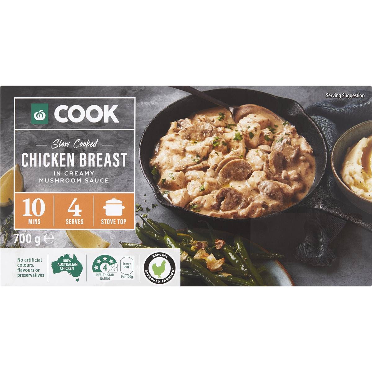 Woolworths Slow Cooked Chicken Breast In Creamy Mushroom Sauce 700g Woolworths