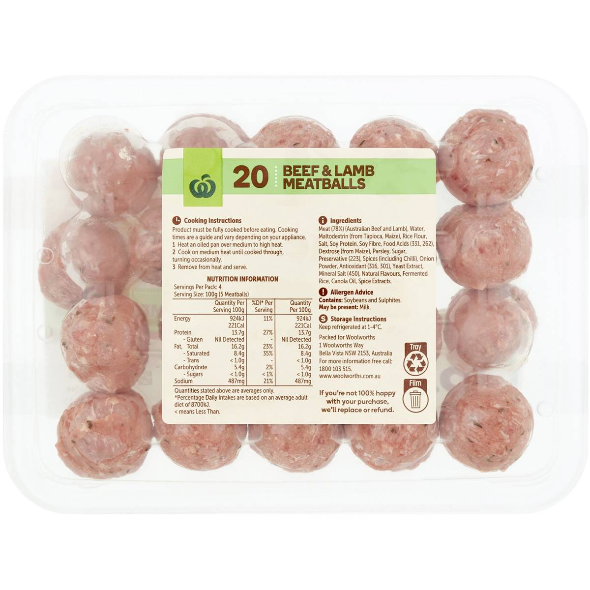 Woolworths Beef & Lamb Meatballs 400g Woolworths