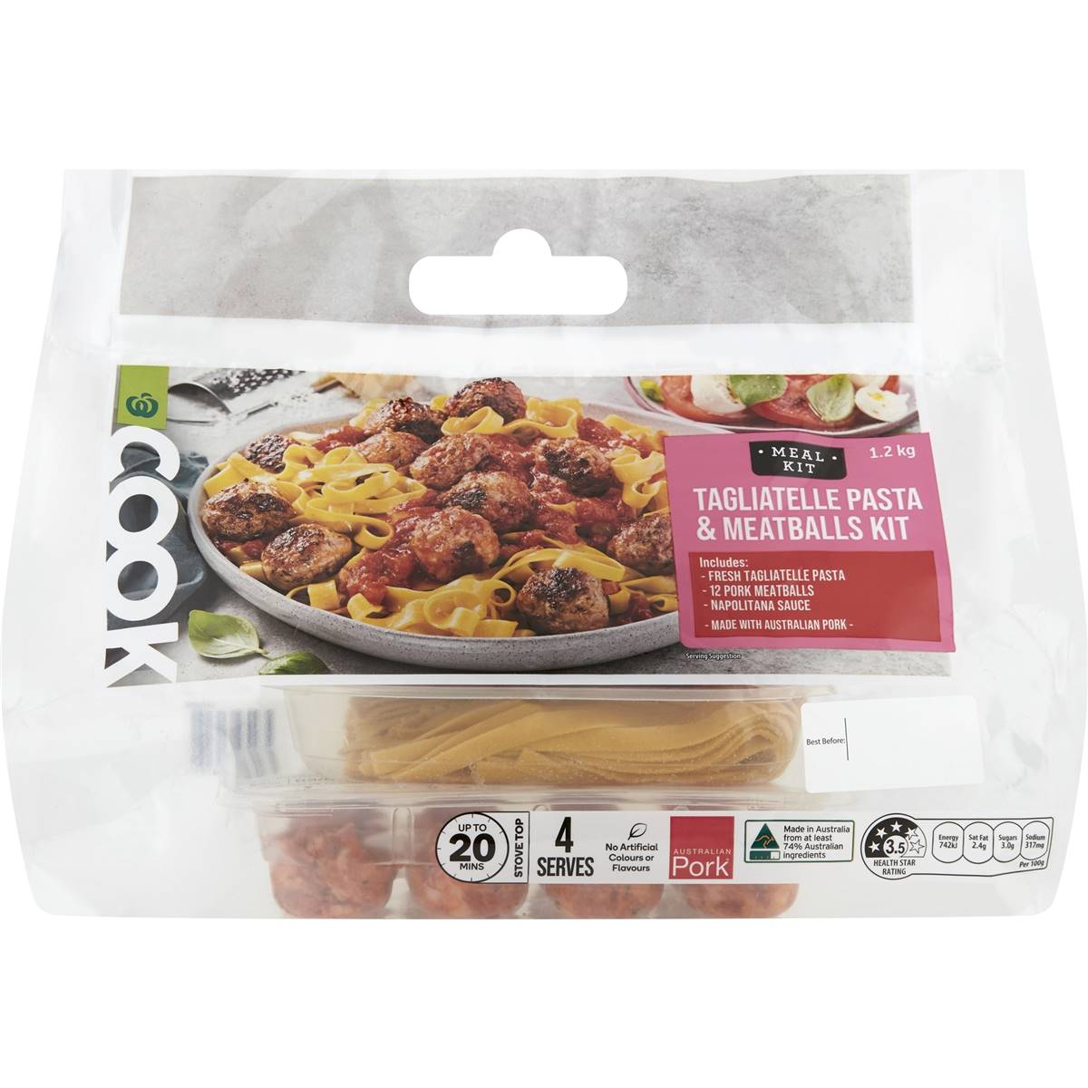 Woolworths Meatball & Pasta Kit 1.2kg Woolworths