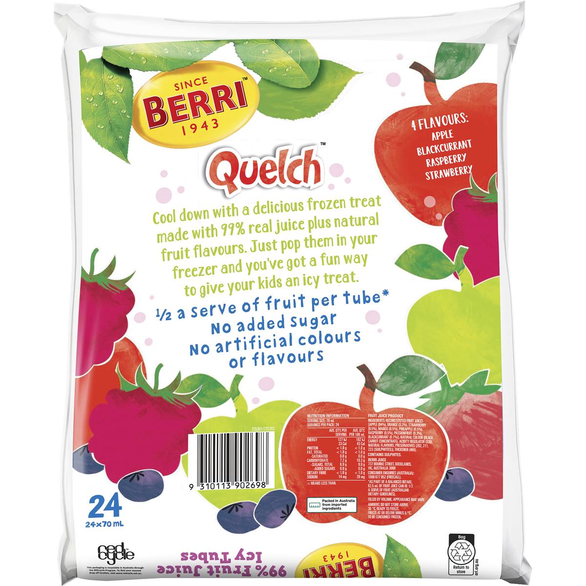 Quelch Fruit Combos Ice Blocks 24x70ml Woolworths