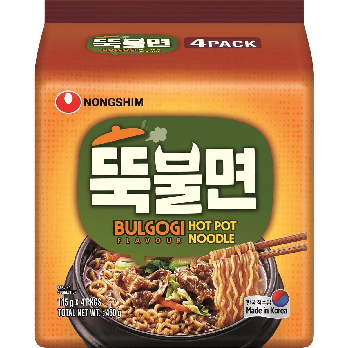 Nongshim Hot Pot Noodles Bulgogi Flavour 4 Pack Woolworths