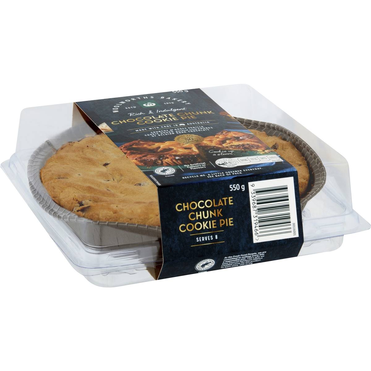 Woolworths chocolate chunk cookie pie 550g woolworths