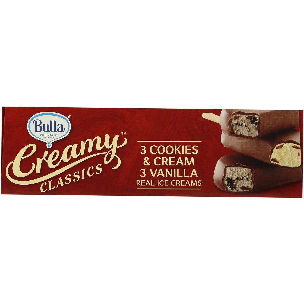 Bulla Creamy Classics Ice Cream Cookies & Cream And Cream Vanilla 6pk