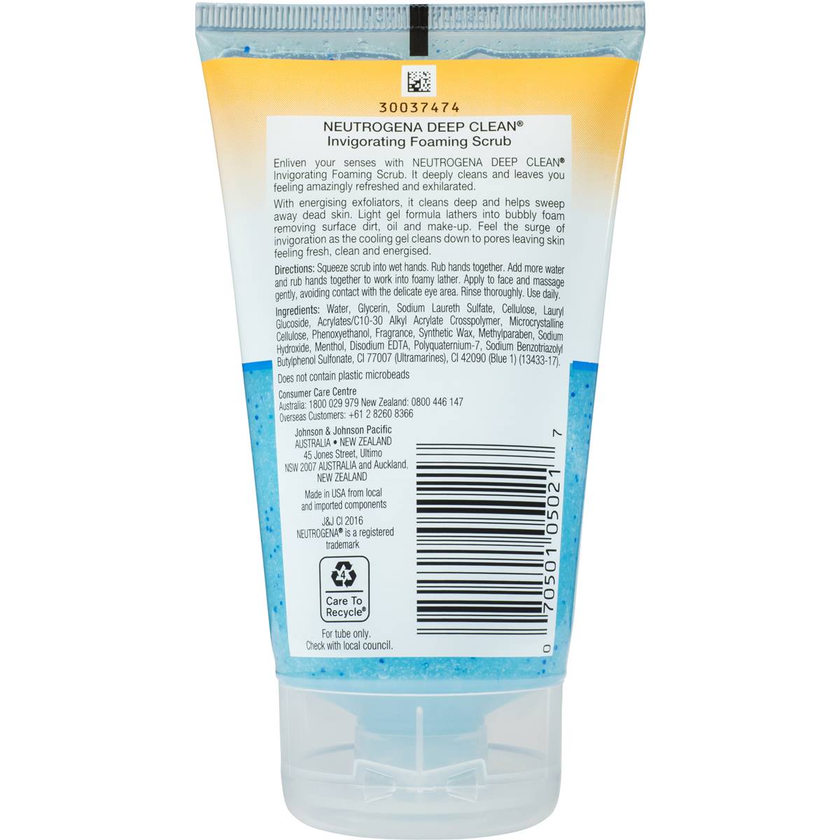 Neutrogena Deep Clean Invigorating Foaming Face Scrub 125ml Woolworths
