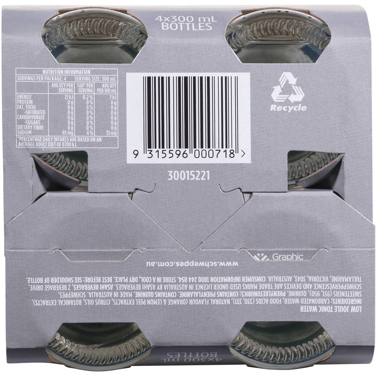 Schweppes Zero Sugar Mixers Indian Tonic Water Bottles Multipack 300ml