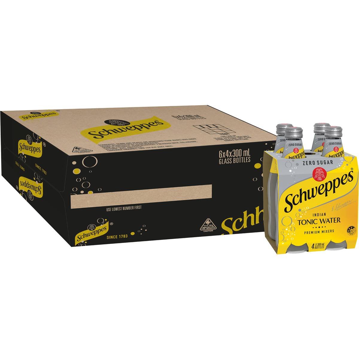 Schweppes Zero Sugar Mixers Indian Tonic Water Bottles Multipack 300ml X 4 Pack Woolworths