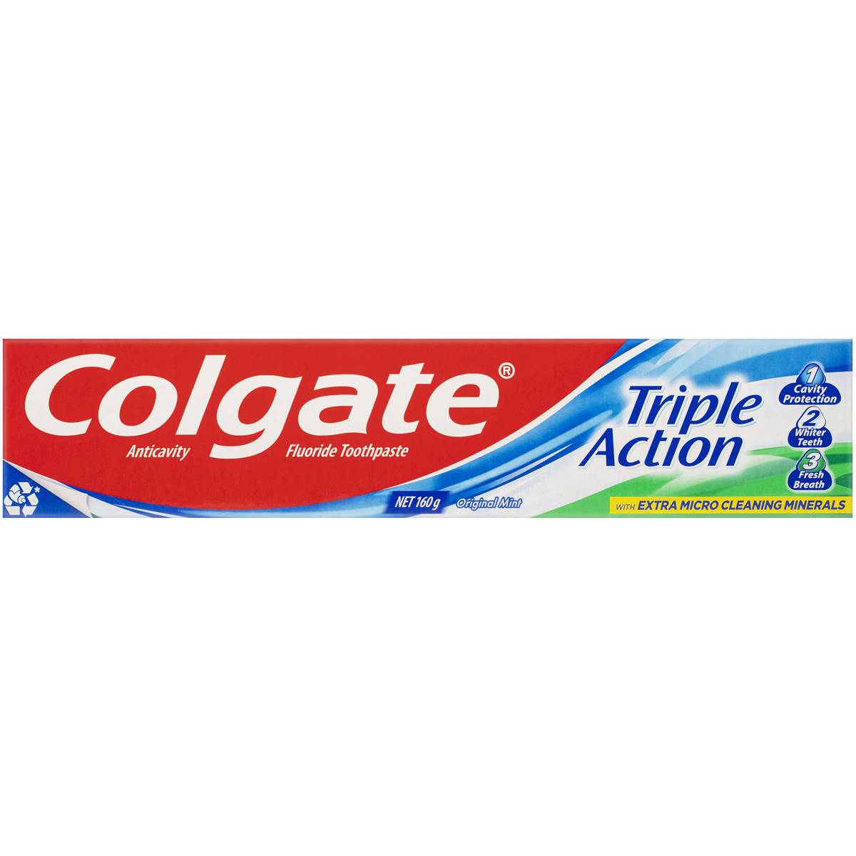 Colgate Triple Action Original Mint Fluoride Toothpaste 160g | Woolworths