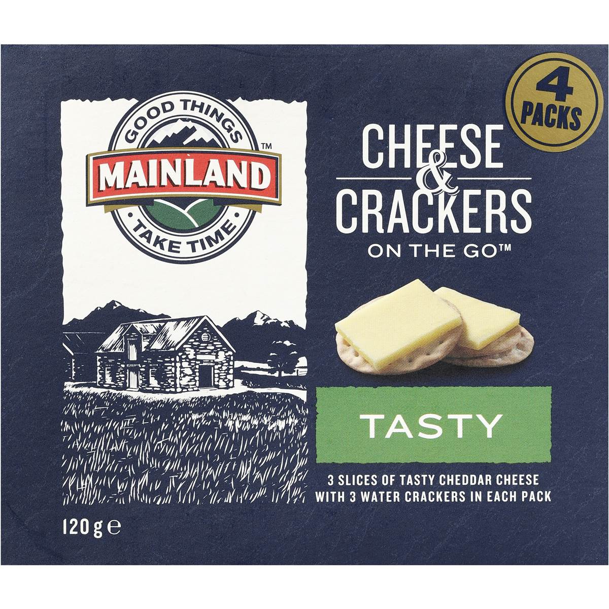 Mainland On The Go Tasty Cheese And Crackers 4pk 120g Woolworths