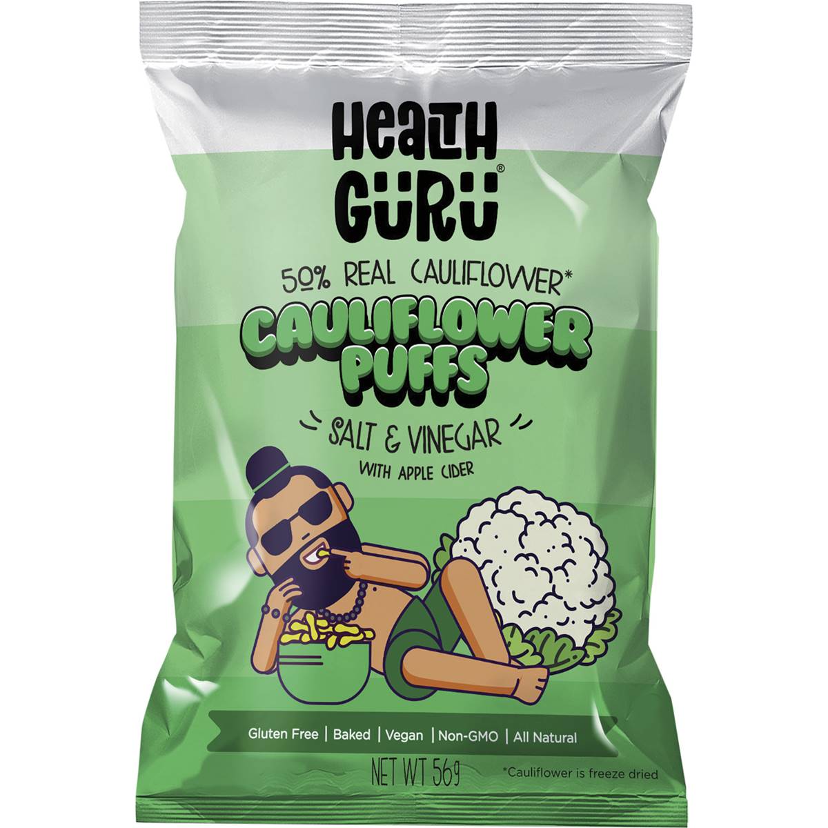 Health Guru Cauliflower Puffs Salt & Vinegar 56g Woolworths