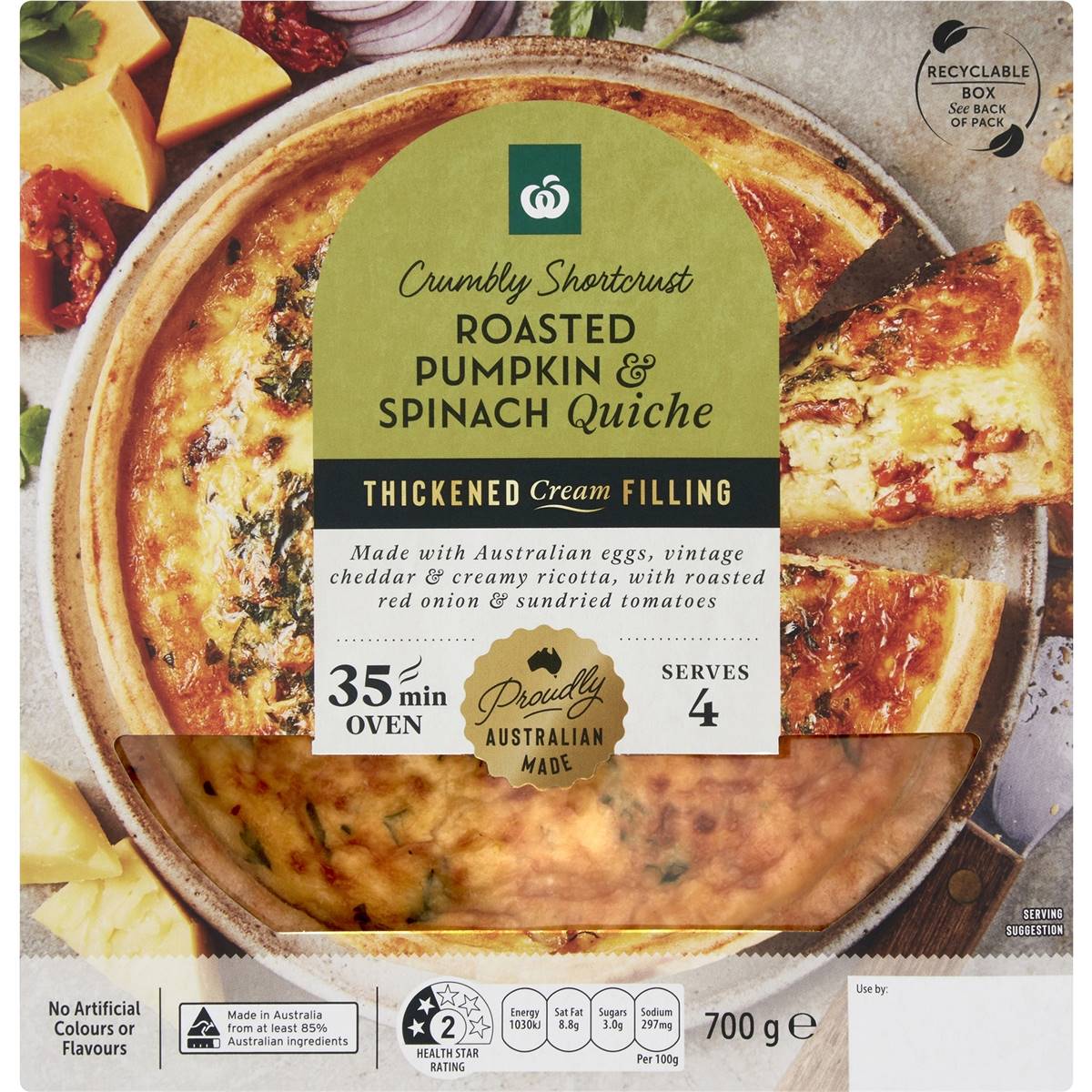 Woolworths Roasted Pumpkin & Spinach Quiche