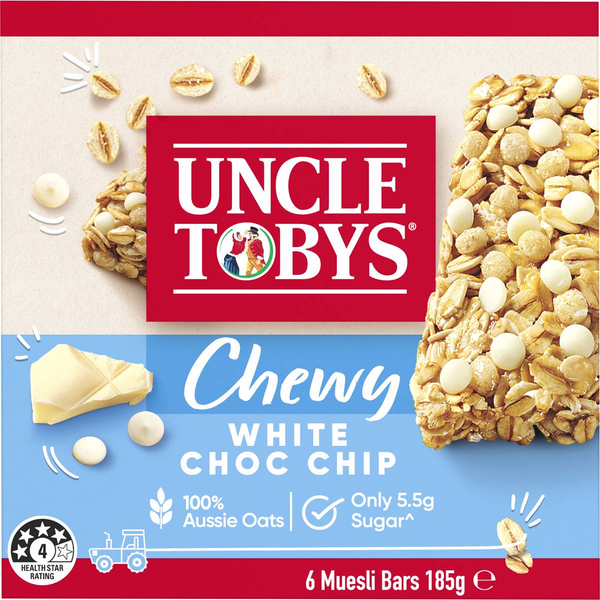 Uncle Tobys Muesli Bars Chewy White Choc Chip 6 Pack Woolworths