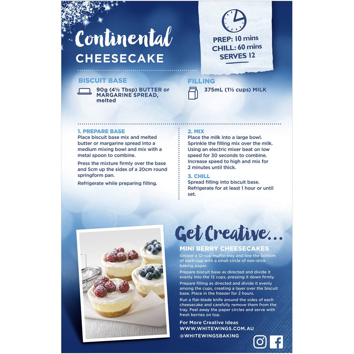 White Wings Cake Mix Smooth Continental Cheesecake 465g Woolworths