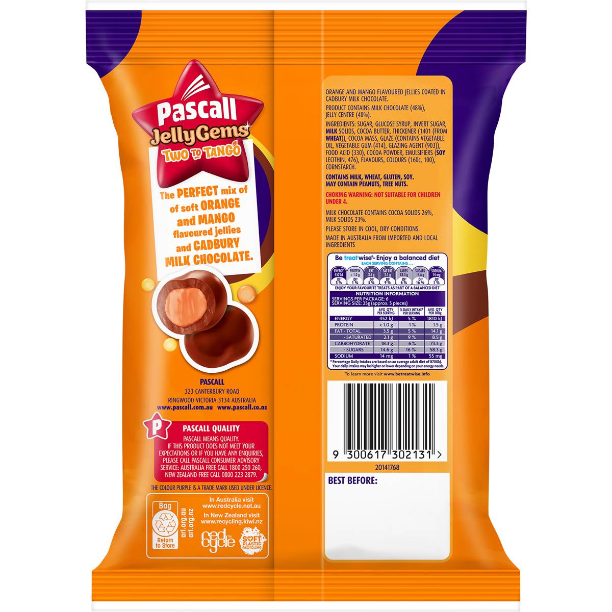 Cadbury Pascall Chocolate Jelly Gems Two To Tango 150g Woolworths