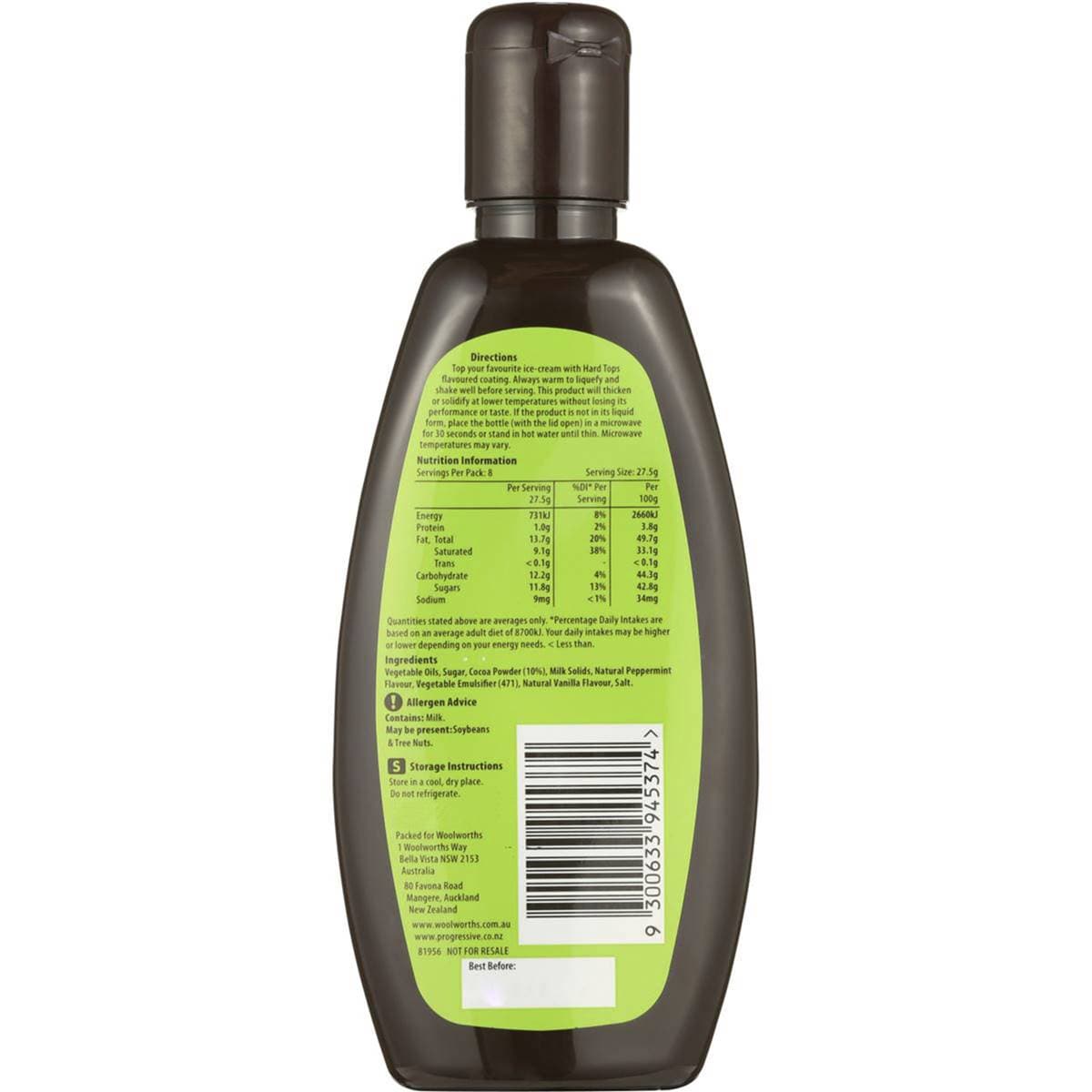 Woolworths Select Chocolate Mint Hard Set Topping 220g Woolworths