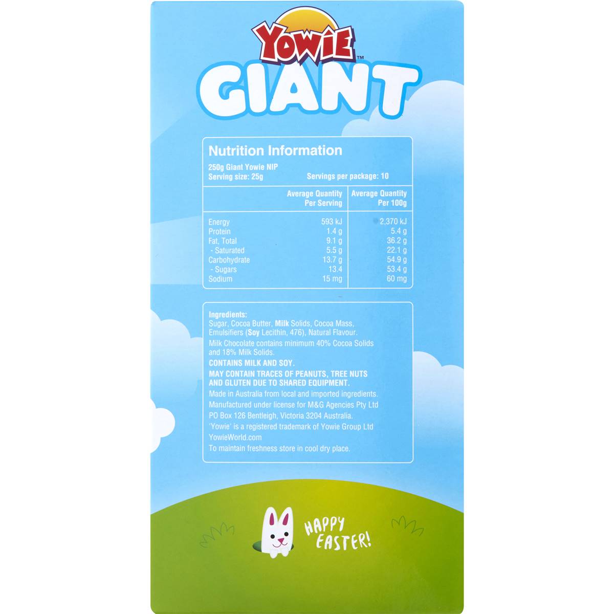 Yowie Giant Easter Egg Milk Chocolate 250g Woolworths