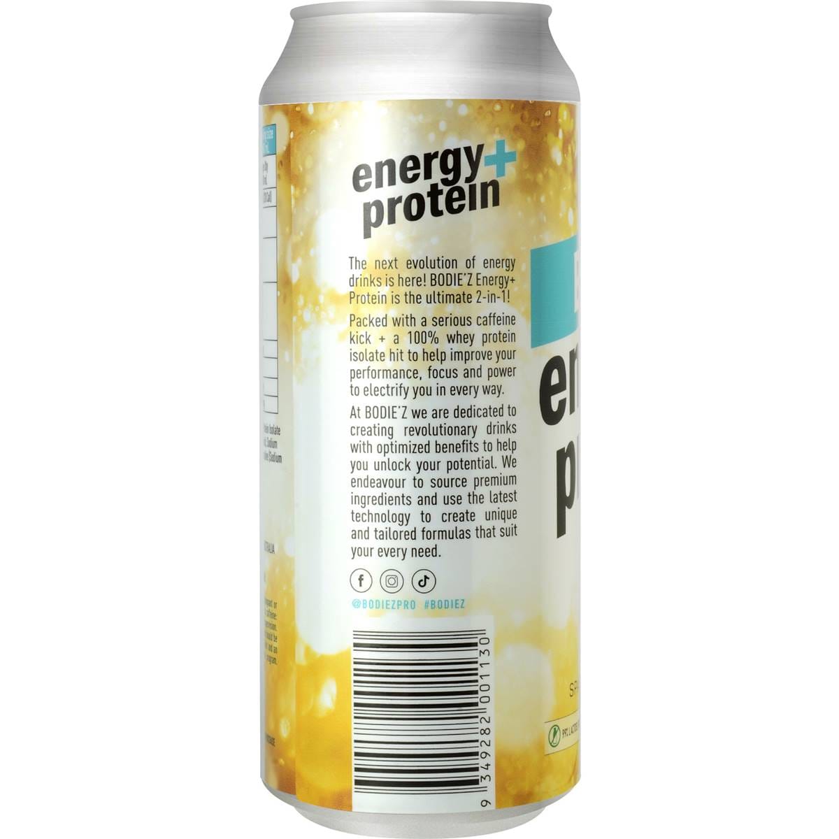 Bodiez Energy+ Protein Sparkling Energy Drink Lemon Lime 500ml Woolworths