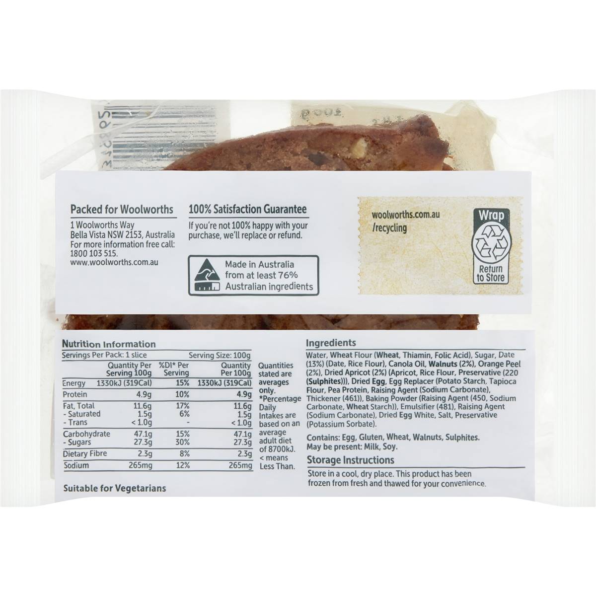 Woolworths Fruit & Nut Bread Slice 100g | Woolworths