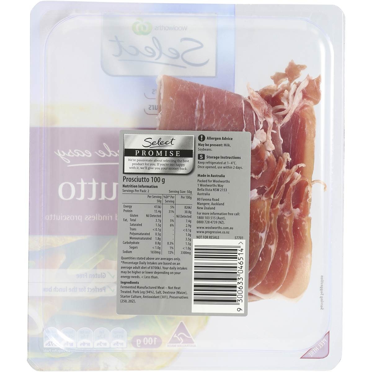 Select Prosciutto Sliced 100g Woolworths