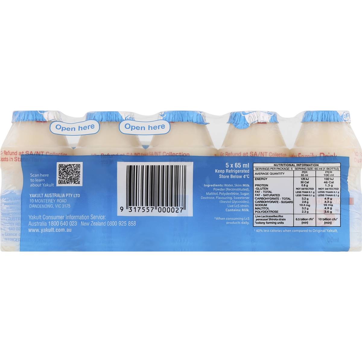 Yakult Probiotic Drink Light 5x65ml Woolworths