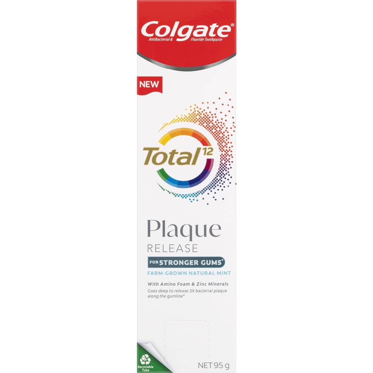 Colgate Plaque Release Toothpaste Total Natural Mint 95g Woolworths