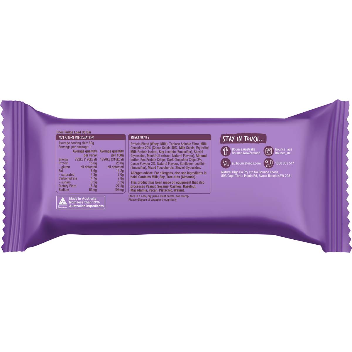 Bounce Load Up High Protein Bar Choc Fudge 60g | Woolworths