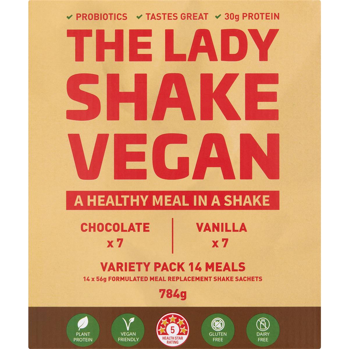 Lady Shake Vegan Meal Replacement Variety Pack 14 Pack Woolworths