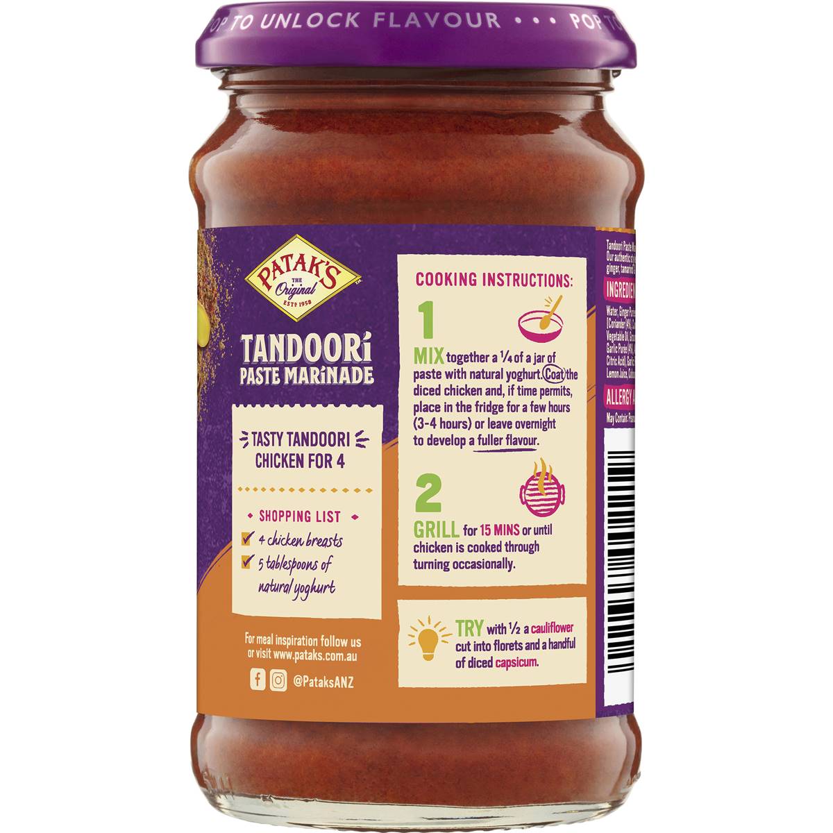 Patak's Mild Tandoori Indian Paste Marinade 295g 