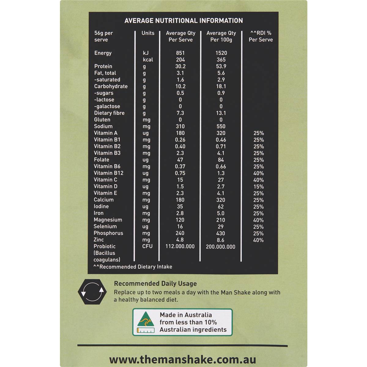 Man Shake Vegan Meal Replacement Variety Pack 14 Pack Woolworths