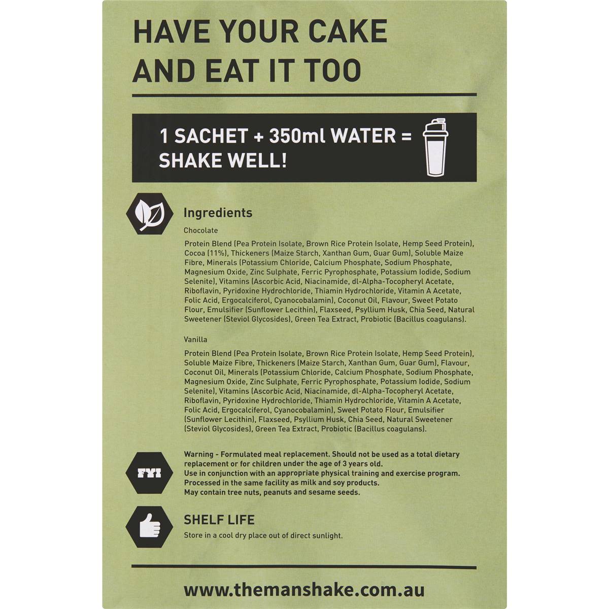 Man Shake Vegan Meal Replacement Variety Pack 14 Pack Woolworths