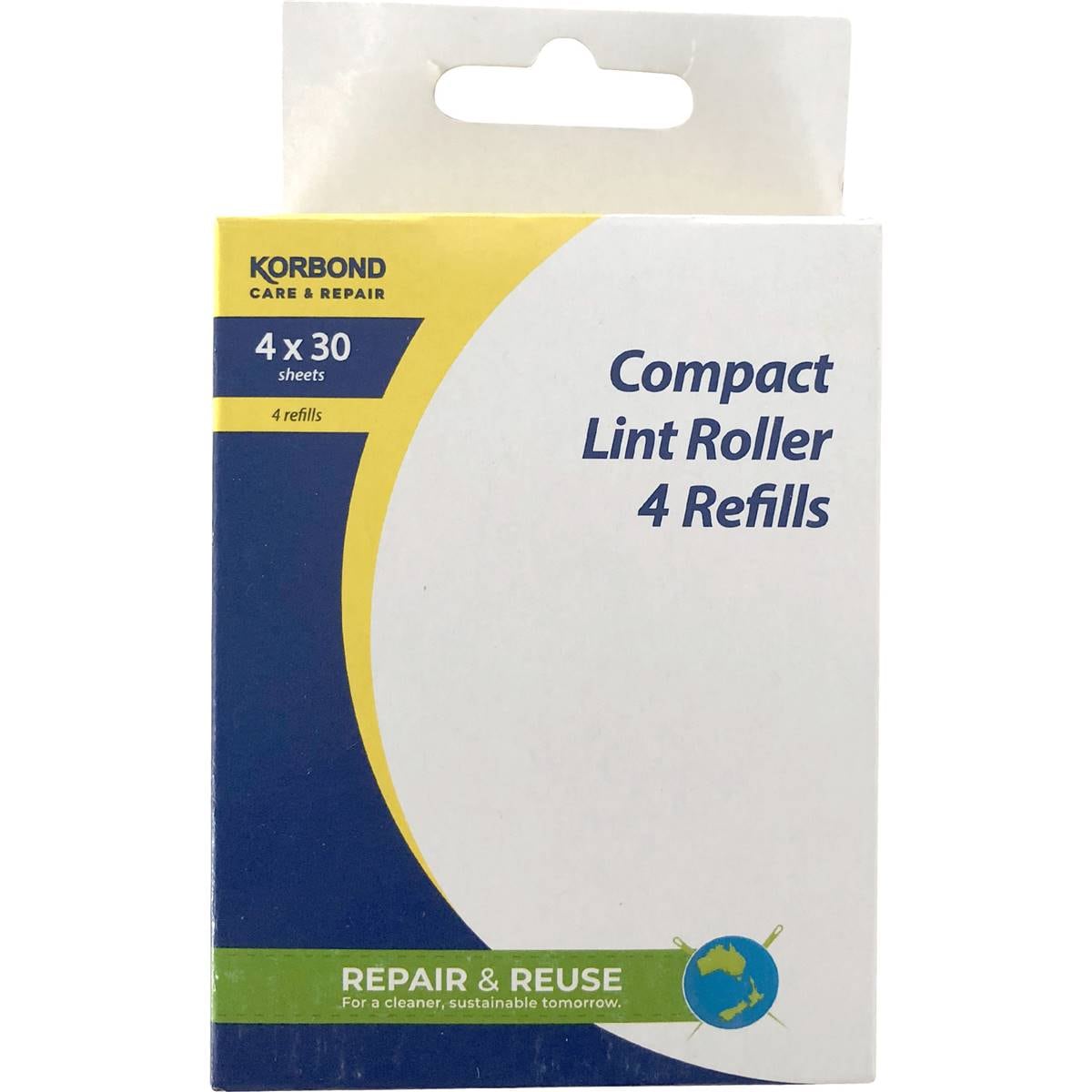 Korbond Compact Lint Roller Refill 4 Pack Woolworths
