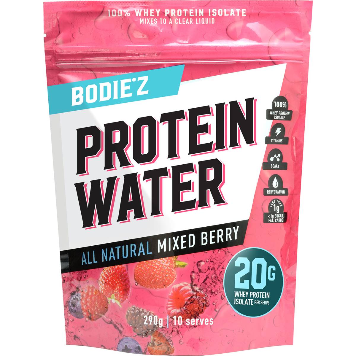 Bodiez Protein Water Powder Mixed Berry 290g Woolworths
