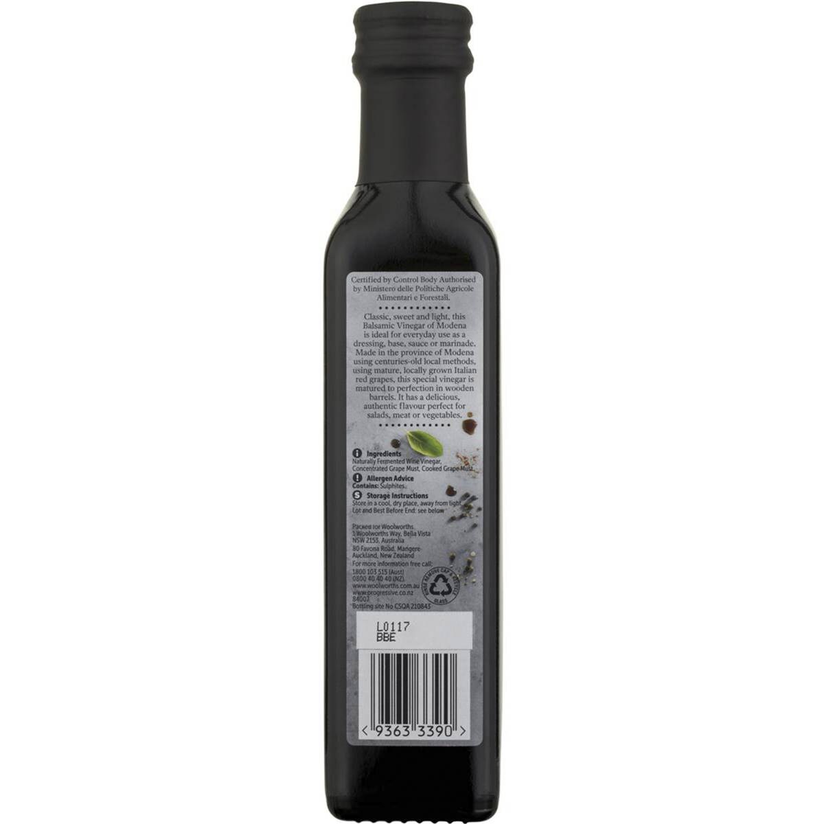 Woolworths Select Vinegar Balsamic 1 Leaf 250ml Woolworths