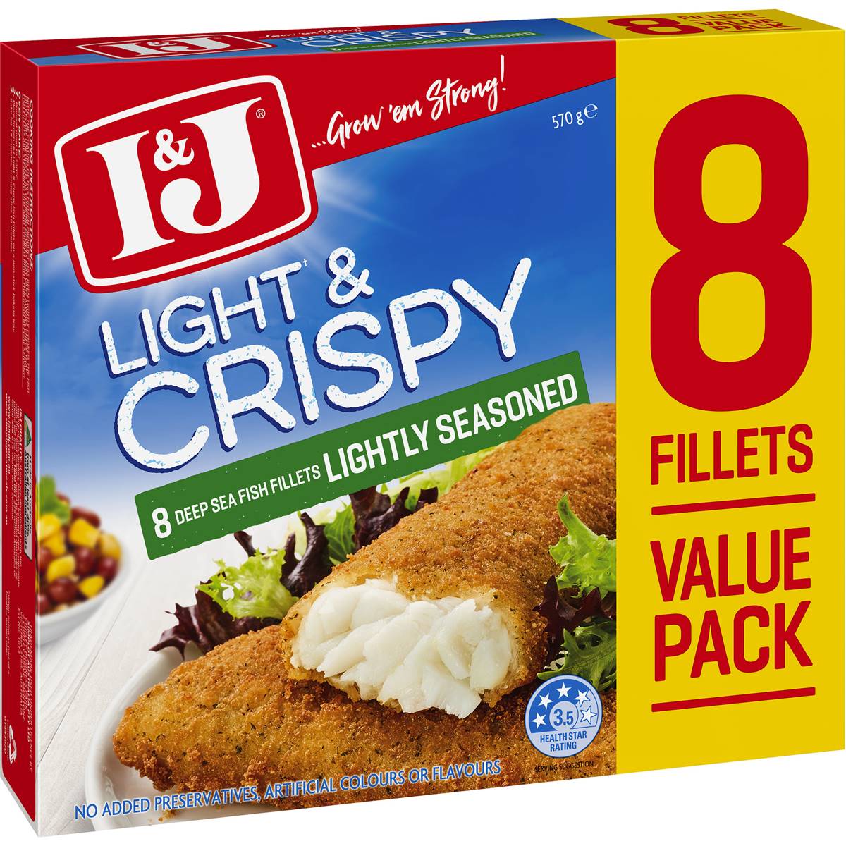 I&j Light & Crispy Lightly Seasoned Crumbed Fish Portions 570g Woolworths