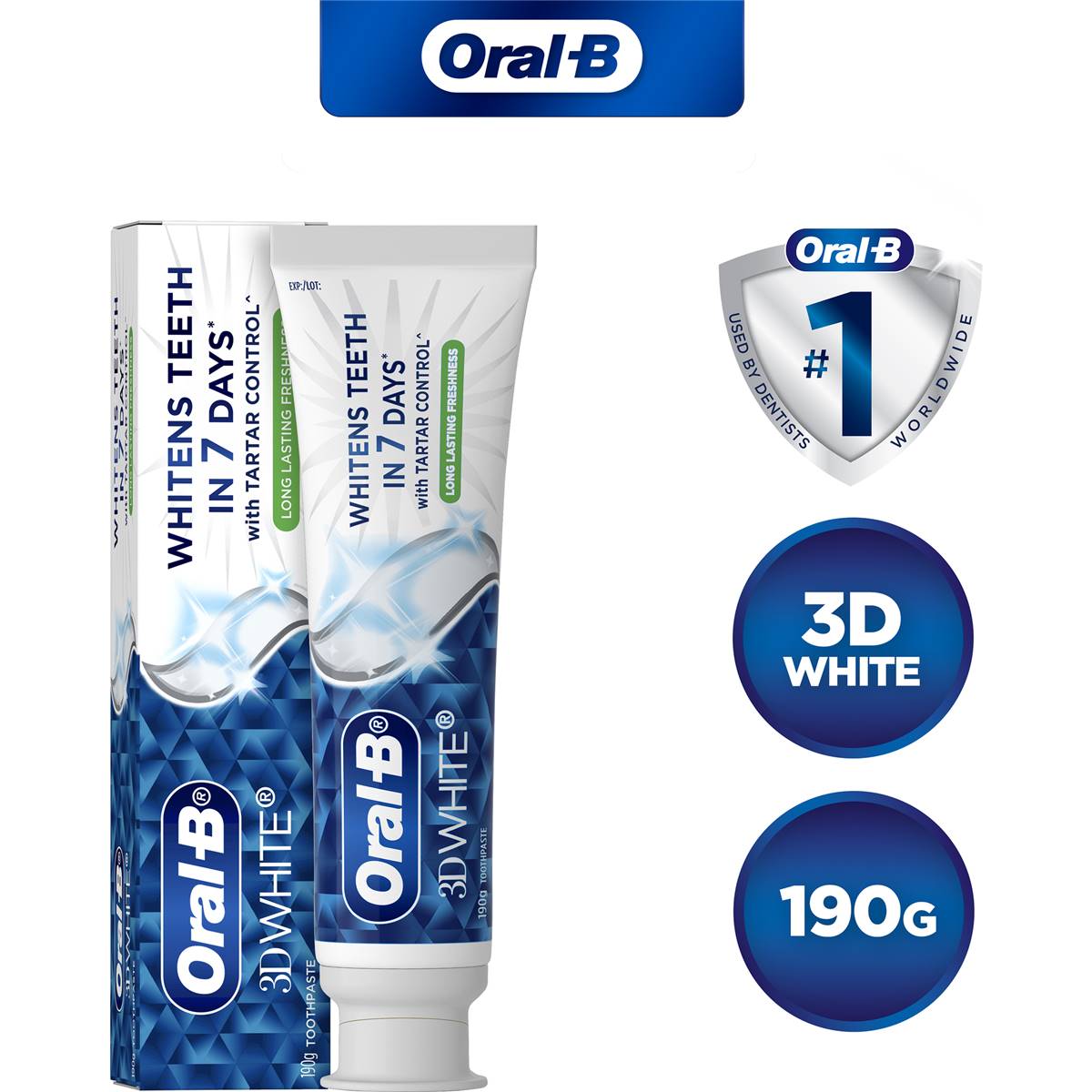 Oral B 3d White Toothpaste With Tartar Control 190g | Woolworths