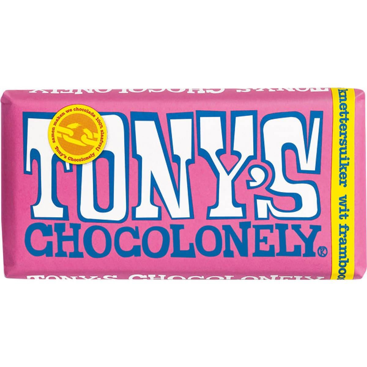 Tony's Chocolonely White Raspberry Popping Candy Chocolate Bar 180g ...